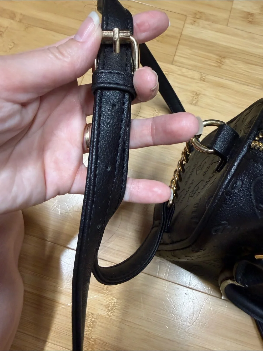 Juicy Couture Black Embossed Heart Satchel with Gold Logo